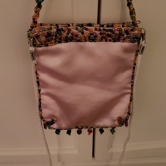 La Viola pink satin candy beaded clutch bag - Picture 4 of 14